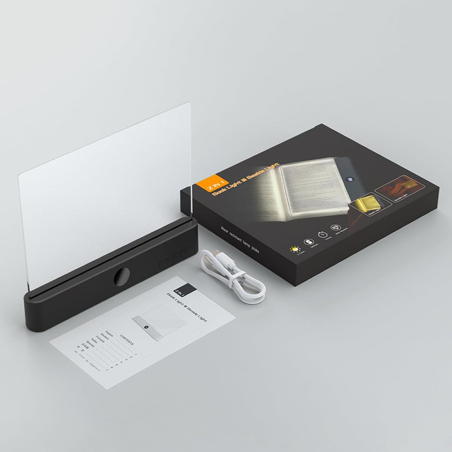Smart 2 in 1 LED Book Light & Night Light, with 3 Colors, Stepless Dimming