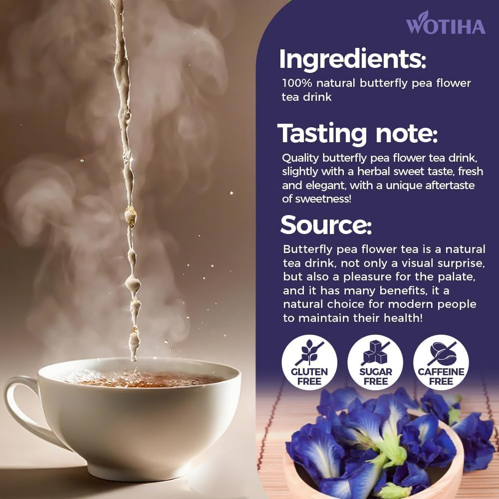 WOTIHA 60 Count Premium Lemon Balm Tea Bags - 100% Pure Natural Leaves, Lemony Citrusy Flavor, Supports Calming & Digestion, Caffeine-Free, Additive-Free, Sugar-Free, Vegan Non-GMO