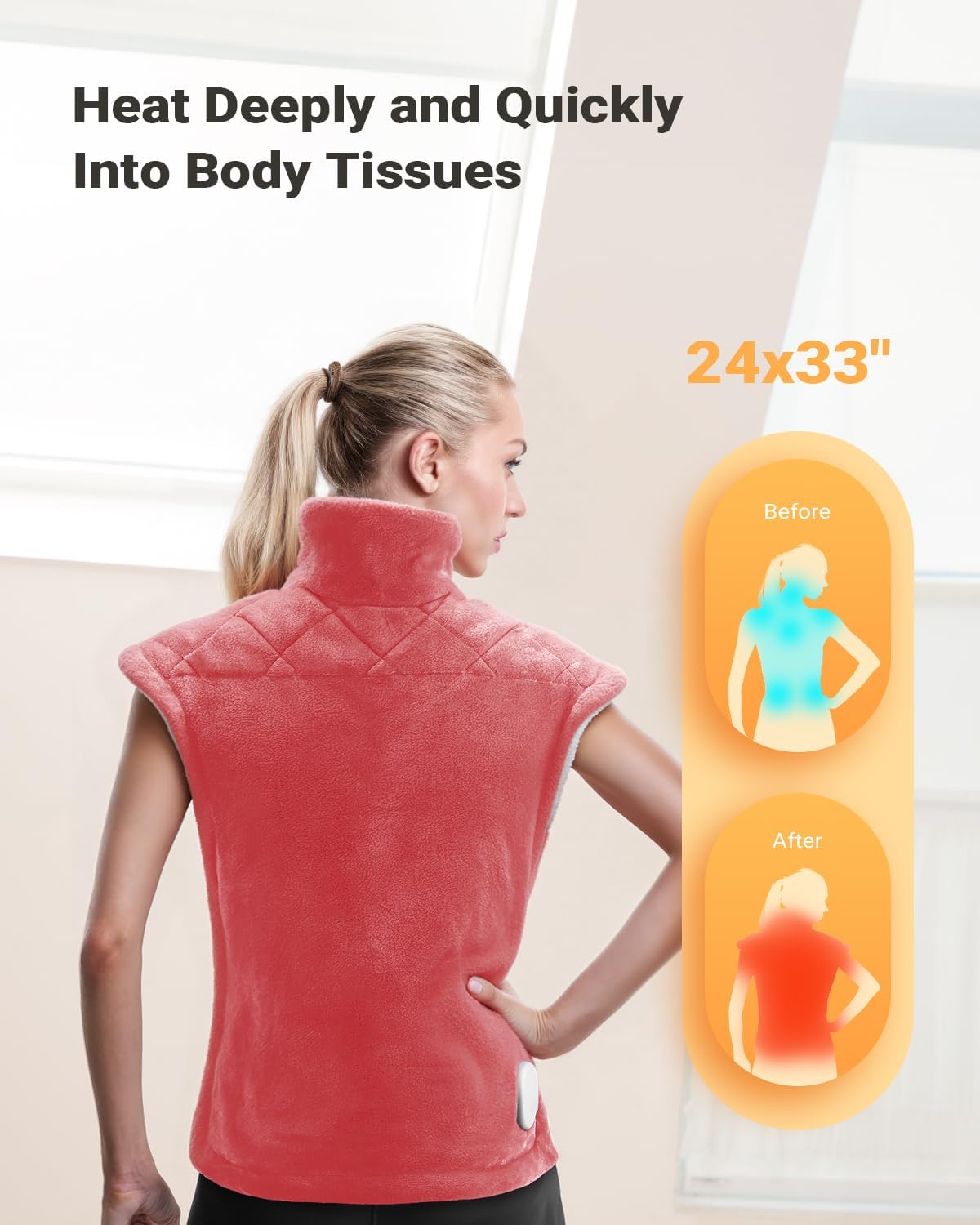 iDOO Heating Pad for Neck and Shoulders and Back for Pain Relief, Fathers Day Dad Gifts for Men, FSA Eligible Items & HSA Store, Large 24"x33" Weighted Electric Heat Pads for Back Gray