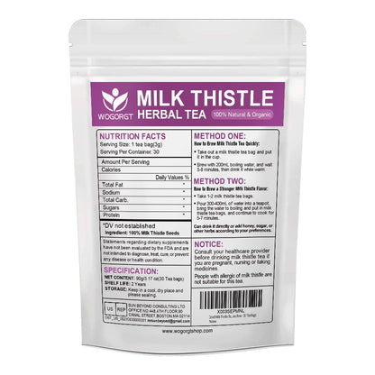 Dandelion Root with Milk Thistle Tea - Organic Dandelion Root and Milk Thistle Tea bags for Liver Cleanse, Antioxidant and Immune Support, Caffeine Free - 30 Tea Bags