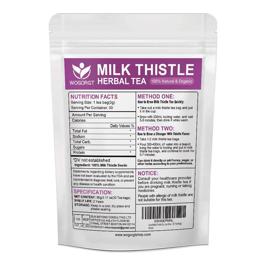 Dandelion Root with Milk Thistle Tea - Organic Dandelion Root and Milk Thistle Tea bags for Liver Cleanse, Antioxidant and Immune Support, Caffeine Free - 30 Tea Bags