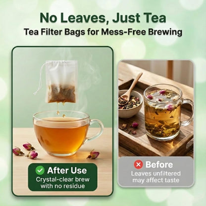 400Pcs 3.54"x2.75" Disposable Tea Bags with Drawstring, Empty Filter Sachets for Loose Leaf Tea, Coffee, Herbs, Spice and DIY Fillable
