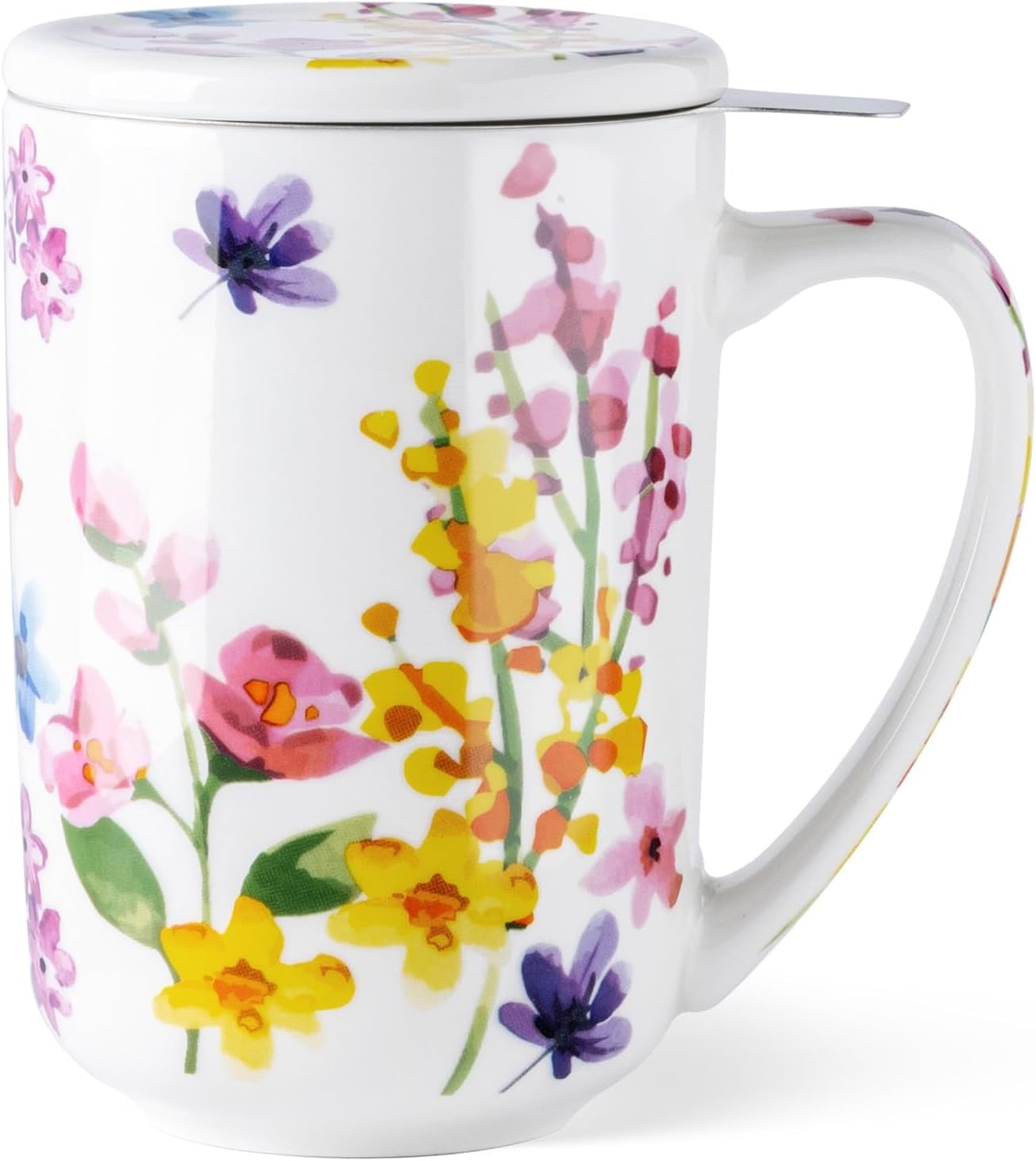 GBhome Tea Mug with Infuser and Lid, 18 Ounce Large Ceramic Loose Leaf Cup, Microwave, Dishwasher Safe, Perfect for Tea Lovers