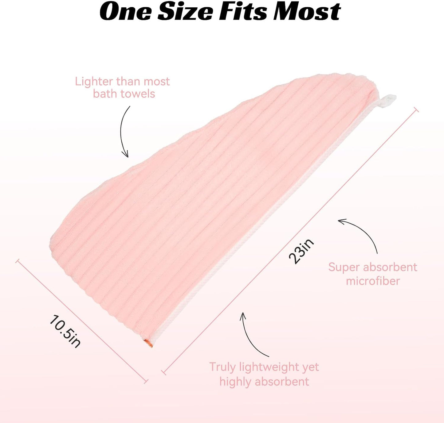 Microfiber Hair Towel Wrap for Women, Soft Lightweight Quick Dry Turban, Drying Hair Towels for Women, Hair Drying Towel for Curly & Long Hair - Yellowish-white (Note: This model is ultra-slim.)