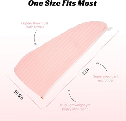Microfiber Hair Towel Wrap for Women, Soft Lightweight Quick Dry Turban, Drying Hair Towels for Women, Hair Drying Towel for Curly & Long Hair - Yellowish-white (Note: This model is ultra-slim.)