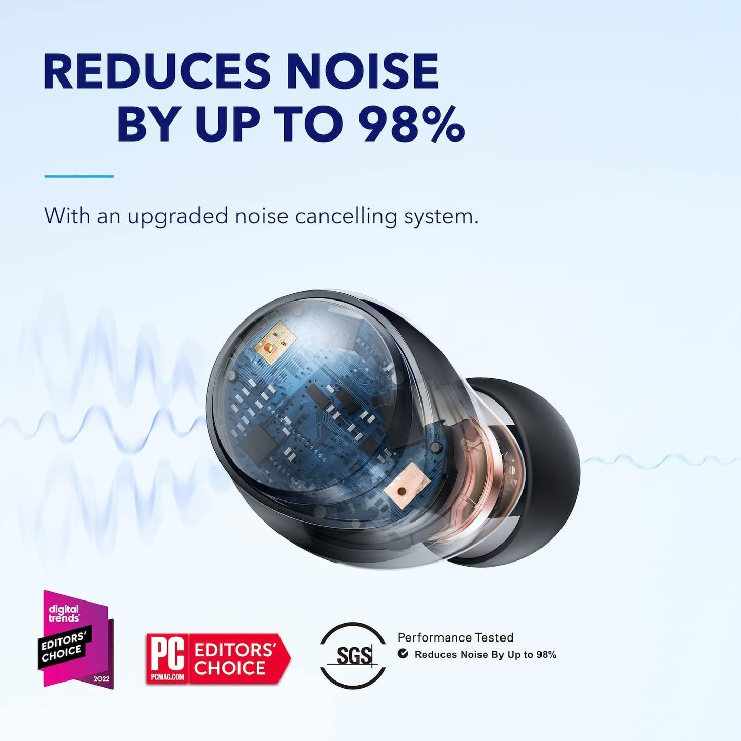 Soundcore by Anker Space A40 Auto-Adjustable Active Noise Cancelling Wireless Earbuds, Reduce Noise by Up to 98%, 50H Playtime, Comfortable Fit, App Customization, Wireless Charge (White)