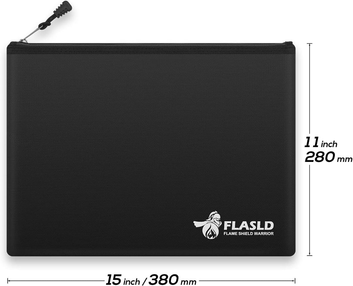 FLASLD Large Fireproof Document Bags, 24x12x12” Waterproof Storage Firesafe Bag, Fireproof Folder Safe Box for Cash, Valuables & Passport, Silicone Coating & Zipper Closure