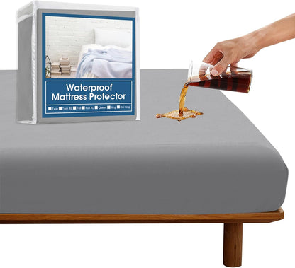 SPRINGSPIRIT Full Size Waterproof Mattress Protector, Full Mattress Cover Pad Waterproof with Deep Pocket up to 14’’, Bed Fitted Sheet
