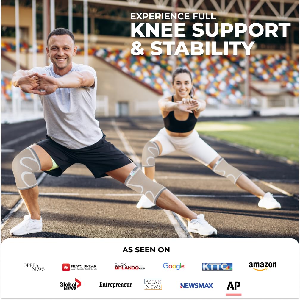 Modvel Compression Knee Brace for Women & Men, 2-Pack Knee Brace for Running Knee Pain, Knee Support Compression Sleeve, Workout Sports Knee Braces for Meniscus Tear, ACL & Arthritis Pain Relief