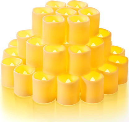 Homemory 24Pack Flickering Flameless Votive Candles for Wedding Decoration, 200+Hour Warm White Battery Operated LED Tealight, Electric Fake Candles for Party, Receptions, Halloween, Christmas