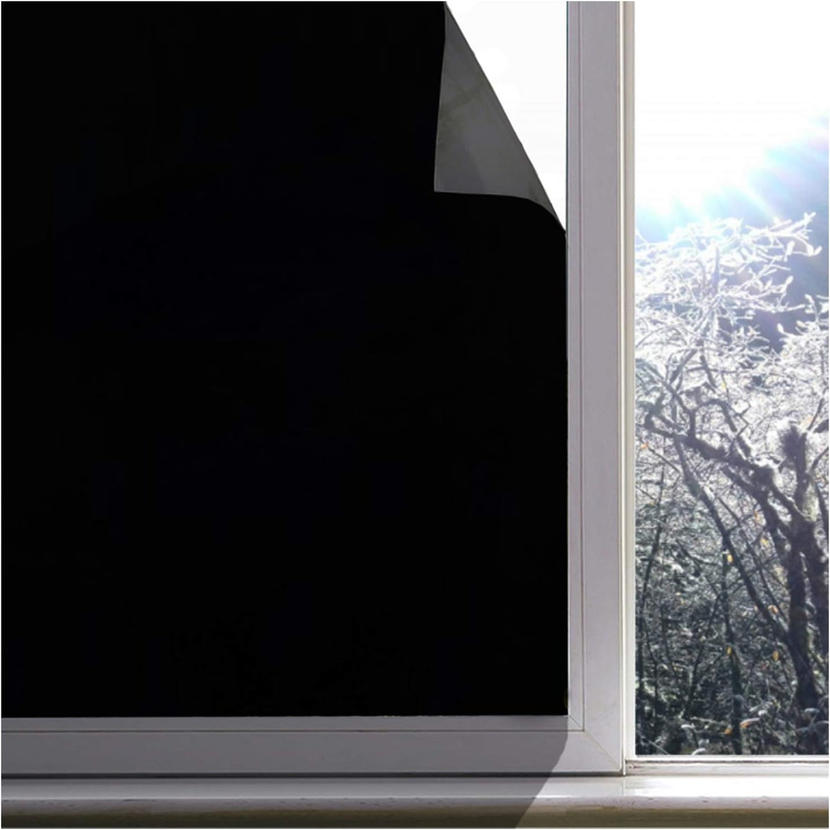 Blackout Window Film, Static Cling Window Tint 100% Light Blocking No-Glue Window Cover for Home Privacy, Room Darkening, Nap Time, Aquarium, Baby Room, Day Sleeping (Matte Black, 17.7x78.7 Inch)