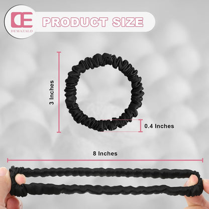 6Pcs Silk Hair Ties 100% Pure Mulberry Silk Scrunchies for Women Girls | No Hair Crease, Anti Frizz, Gentle Hold, No Damage, Black Brown Pink