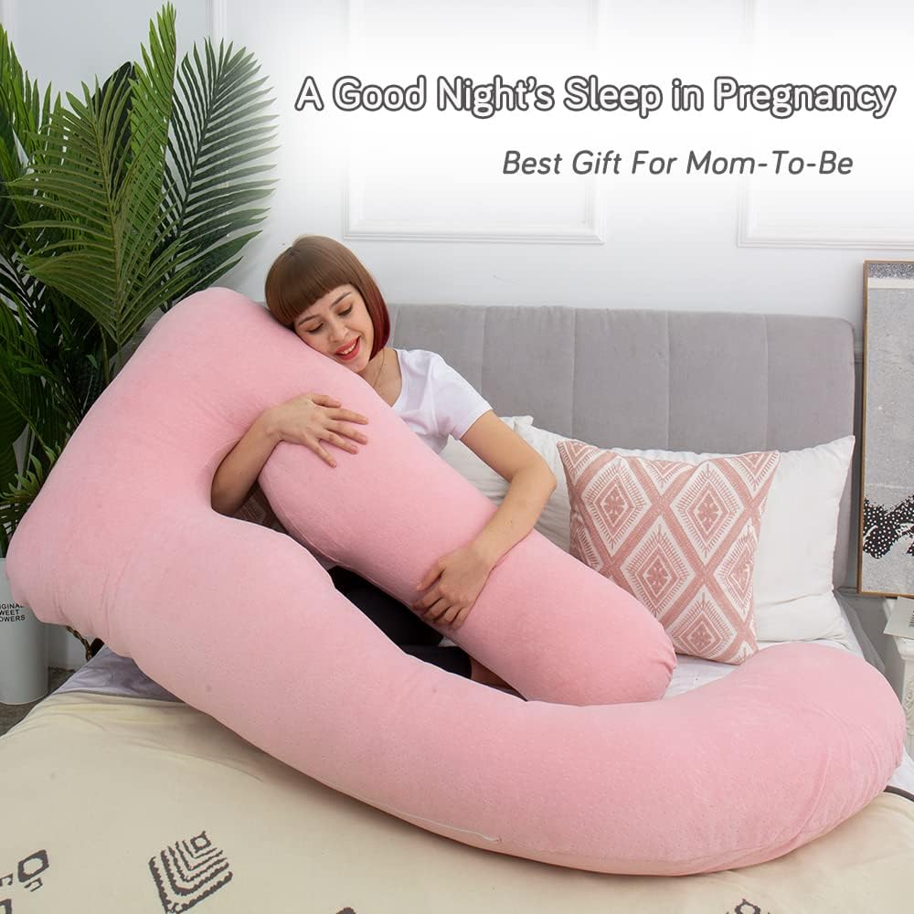60 Inch Pregnancy Pillow for Sleeping, Extra Large U Shaped Body Pillow, Maternity Pillow for Pregnant Women with Velvet Cover (Dark Grey)
