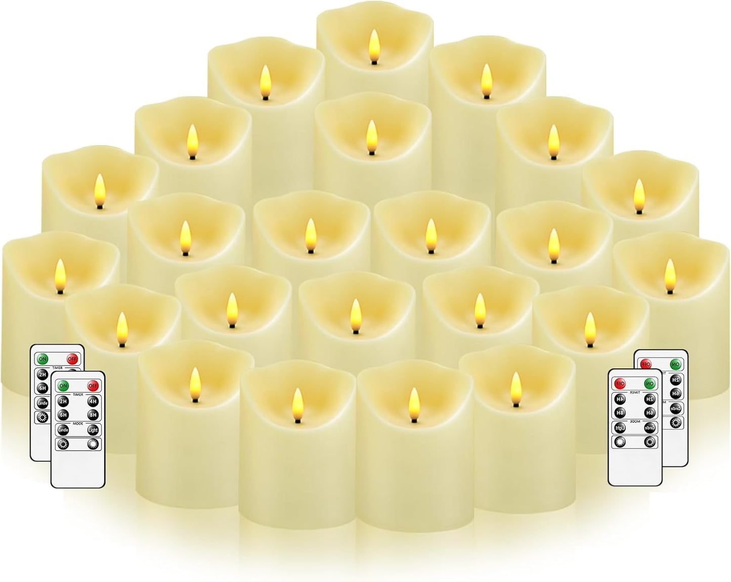 Nimiko Flameless Candles with Remote, Battery Operated Flickering Flameless Candles, LED Candles with Timer 2/4/6/8H, with Realistic LED Candles Set of 9 (D3 x H 3" 4" 5" 6" 7") (Ivory)