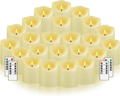 Nimiko Flameless Candles with Remote, Battery Operated Flickering Flameless Candles, LED Candles with Timer 2/4/6/8H, with Realistic LED Candles Set of 9 (D3 x H 3" 4" 5" 6" 7") (Ivory)