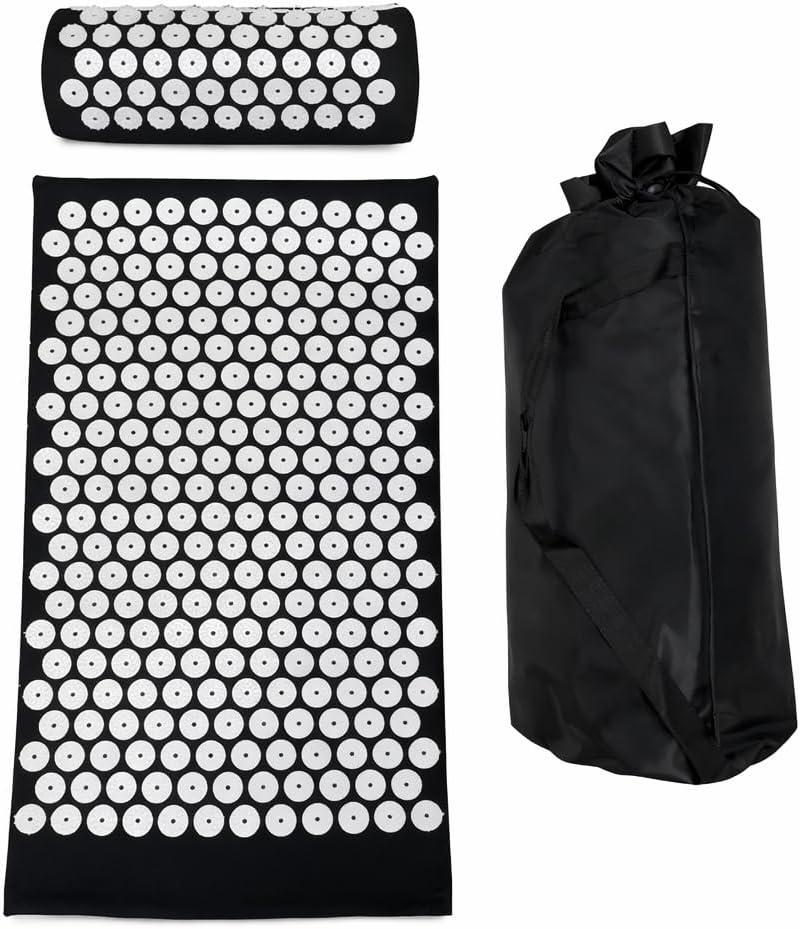 Acupressure Mat and Pillow Set for Back Pain Relief, Stress Relief, Muscle Relaxation, Improve Sleep, with Carry Bag