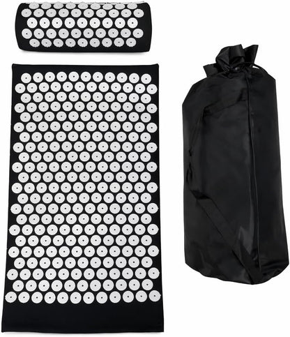 Acupressure Mat and Pillow Set for Back Pain Relief, Stress Relief, Muscle Relaxation, Improve Sleep, with Carry Bag