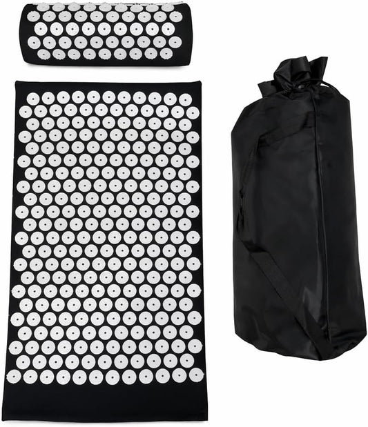 Acupressure Mat and Pillow Set for Back Pain Relief, Stress Relief, Muscle Relaxation, Improve Sleep, with Carry Bag