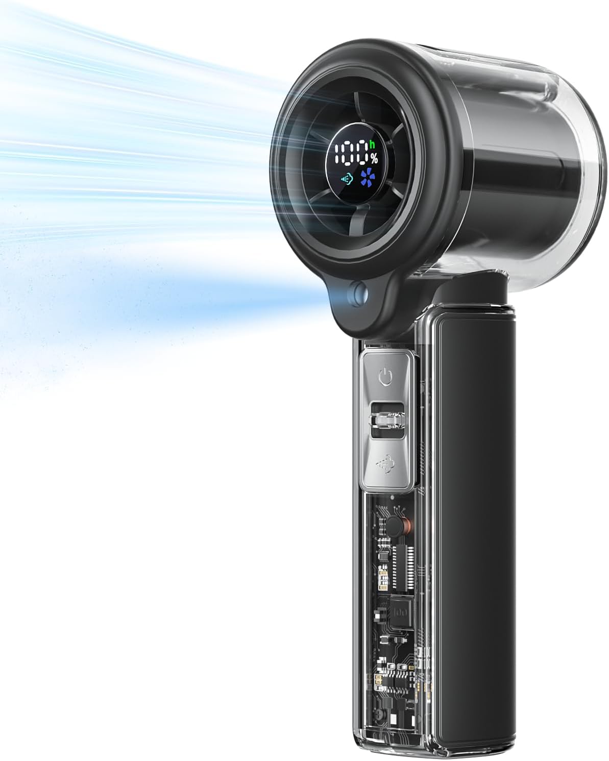 COKUNST Handheld Fan with Mist Spray, Toggle Button, LED Display