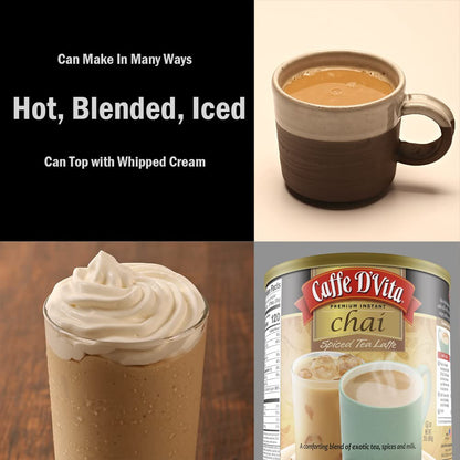 Caffe D'Vita Spiced Chai Latte Mix - Chai Tea Latte Powder Mix - 1 Lb Can