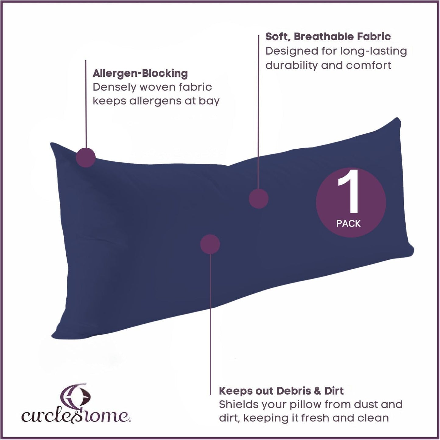 CirclesHome Pillow Protectors 4 Pack Standard Zippered - 100% Cotton Breathable Pillowcases - Protects Pillows from Dirt, Dust and Debri (Standard - Set of 4 - 20x26)