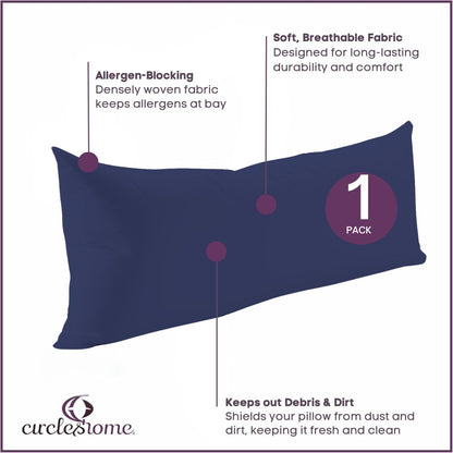 CirclesHome Pillow Protectors 4 Pack Standard Zippered - 100% Cotton Breathable Pillowcases - Protects Pillows from Dirt, Dust and Debri (Standard - Set of 4 - 20x26)