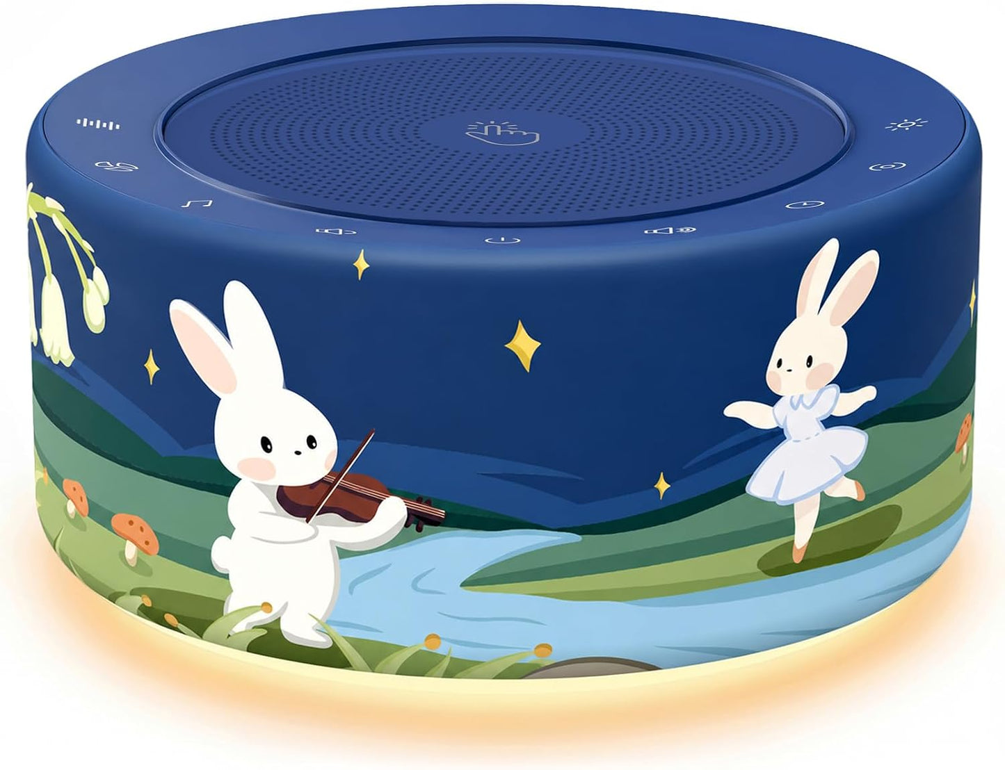 Kipcush White Noise Machine for Baby & Adults, 30 Soothing Sounds, Soft Non-Glare Nursery Lamp, 8 Color Night Lights, Memory Function (Angel V1 White, Standard)