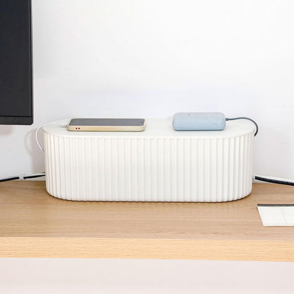 White Cable Box Organizer, Small, Plastic