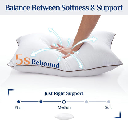 JOLLYVOGUE Pillows Standard Size Set of 2, Cooling and Supportive Pillows Full Size Set of 2 for Side and Back Sleepers, Down Alternative Hotel Collection Sleeping Pillow
