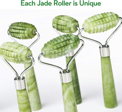 kimkoo Jade Roller and Gua Sha for Face-3 in 1 Kit with Facial Massager Tool,100% Real Natural Jade Stone Anti Aging,Face Beauty Set for Eye Anti-Wrinkle