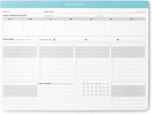 Dashboard Weekly Planner Desk Pad w/Daily Habit Tracker for Work & Study