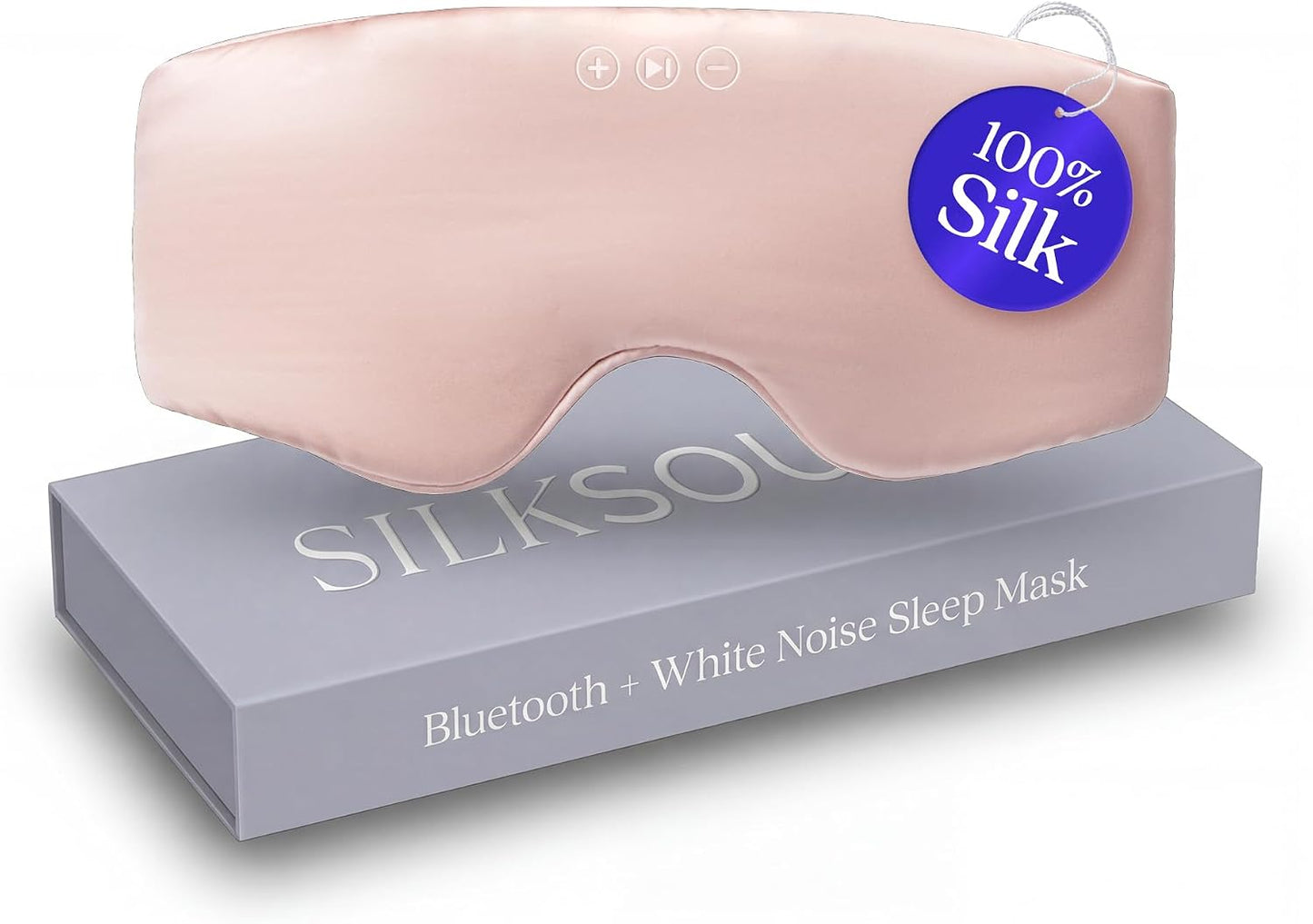 SilkSound 100% Mulberry Silk Bluetooth Sleep Mask, Skin-Friendly Sleeping Eyemask with Bluetooth Headphones, Sleep Gifts for Women, Silk Eyemask Headband Headphones for Sleeping Side Speakers