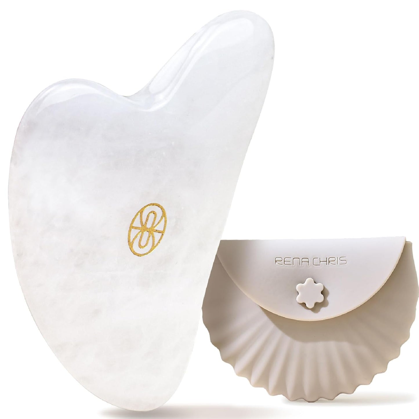 Rena Chris Gua Sha Facial Tools, Stainless Steel Guasha Tool for Acupuncture, Manual Massage Tool for Jawline Sculpting and Puffiness Reducing, Gua Sha Facial Massage Tool, Skin-Care Gift (Silver)