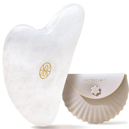 Rena Chris Gua Sha Facial Tools, Stainless Steel Guasha Tool for Acupuncture, Manual Massage Tool for Jawline Sculpting and Puffiness Reducing, Gua Sha Facial Massage Tool, Skin-Care Gift (Silver)