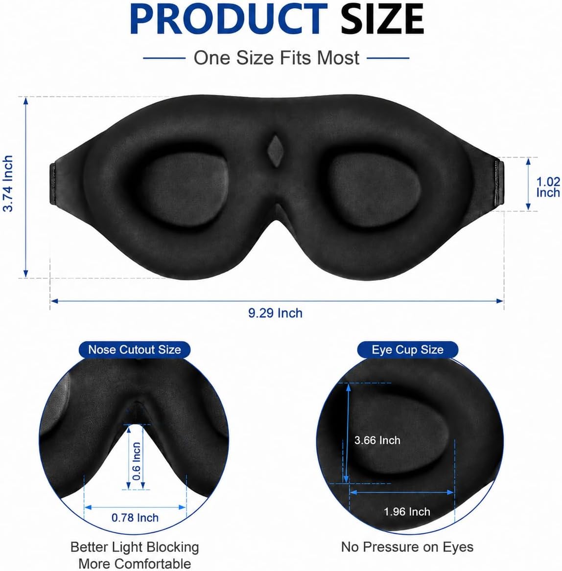 ALASKA BEAR Sleep Mask for Side Sleepers Patented Design, Cup-Shaped and Extra-Soft, 100 Blackout Eye Mask Shades Cover for Men and Women Home or Travel, Machine Washable, Black