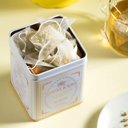 Harney & Sons Chamomile Herbal Tea, 20 Sachets in Tin | Egyptian chamomile flower herbal tea. Naturally caffeine free.