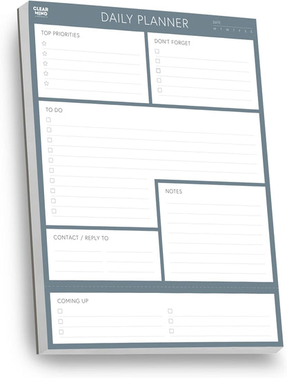 Daily Planner Desk Pad, Undated Tear Off To Do List Pad with Priorities and Notes, Thick 120gsm Paper, 100 Sheets, Small Desk Pad for Work Office, 5.6 x 8.3 Inches
