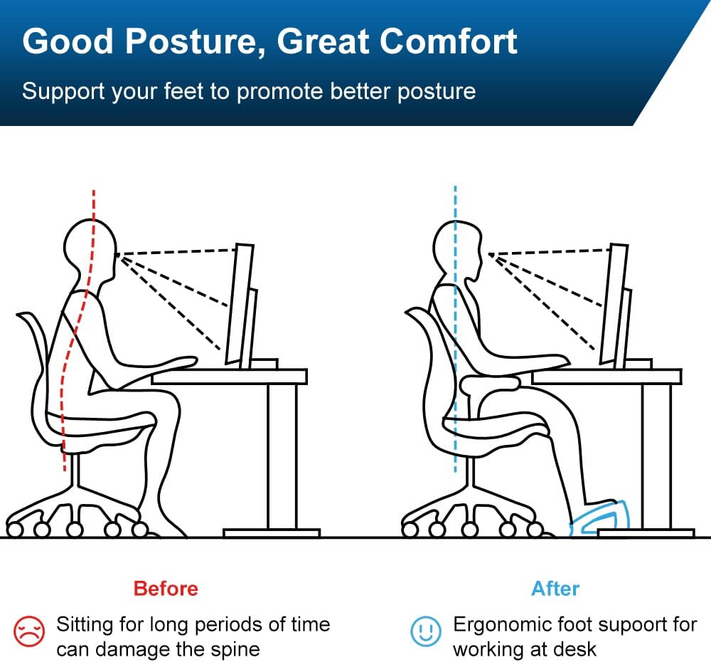 StrongTek Wooden Under Desk Footrest, 4 Heights, 400 lb, Office Foot Rest