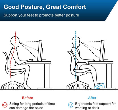 StrongTek Wooden Under Desk Footrest, 4 Heights, 400 lb, Office Foot Rest