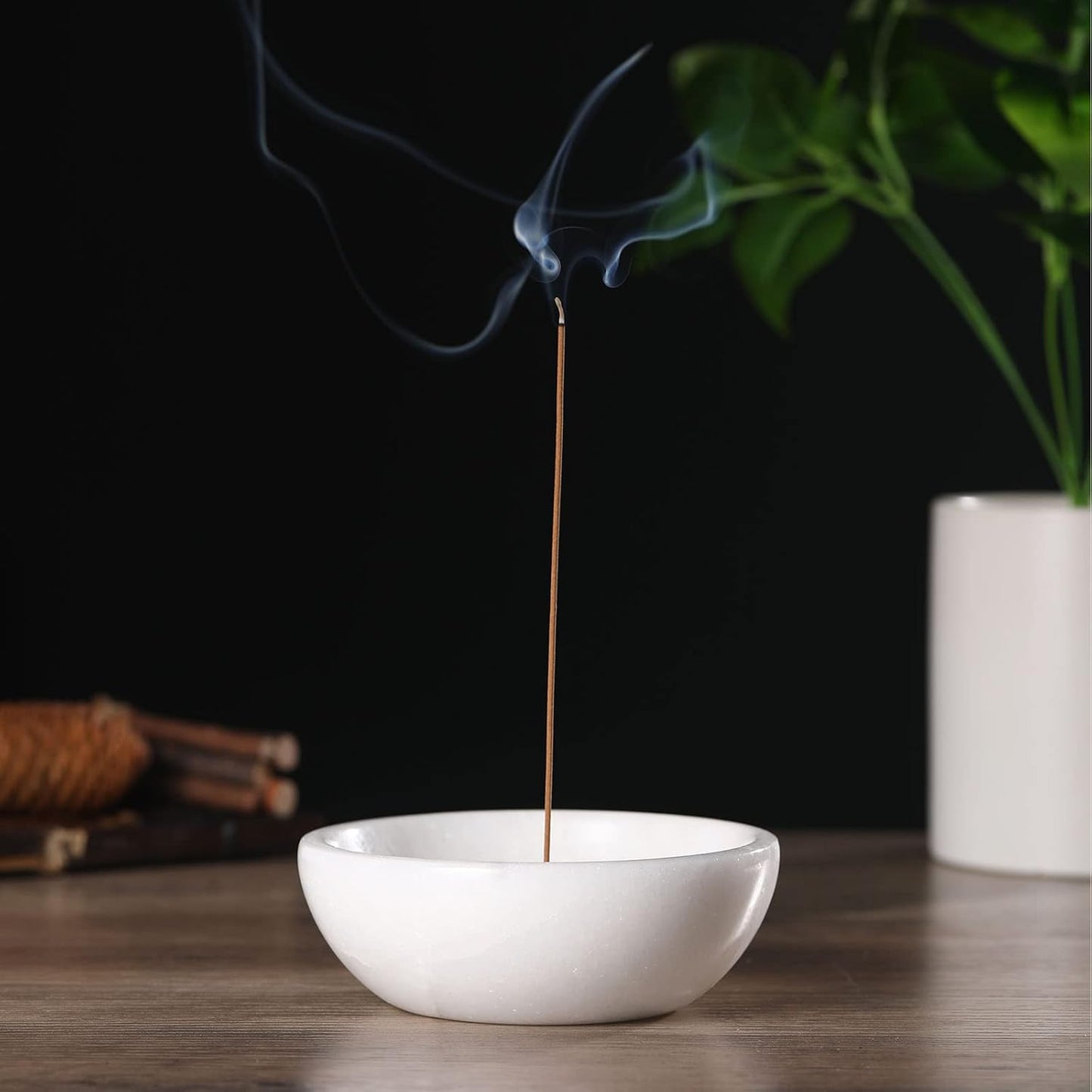 Koville Italian Travertine Incense Holder, 6" Incense Holders for Sticks, Sturdy Incense Burner Ash Catcher, Ideal for Meditation, Relaxing, Easy to Clean
