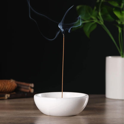 Koville Italian Travertine Incense Holder, 6" Incense Holders for Sticks, Sturdy Incense Burner Ash Catcher, Ideal for Meditation, Relaxing, Easy to Clean
