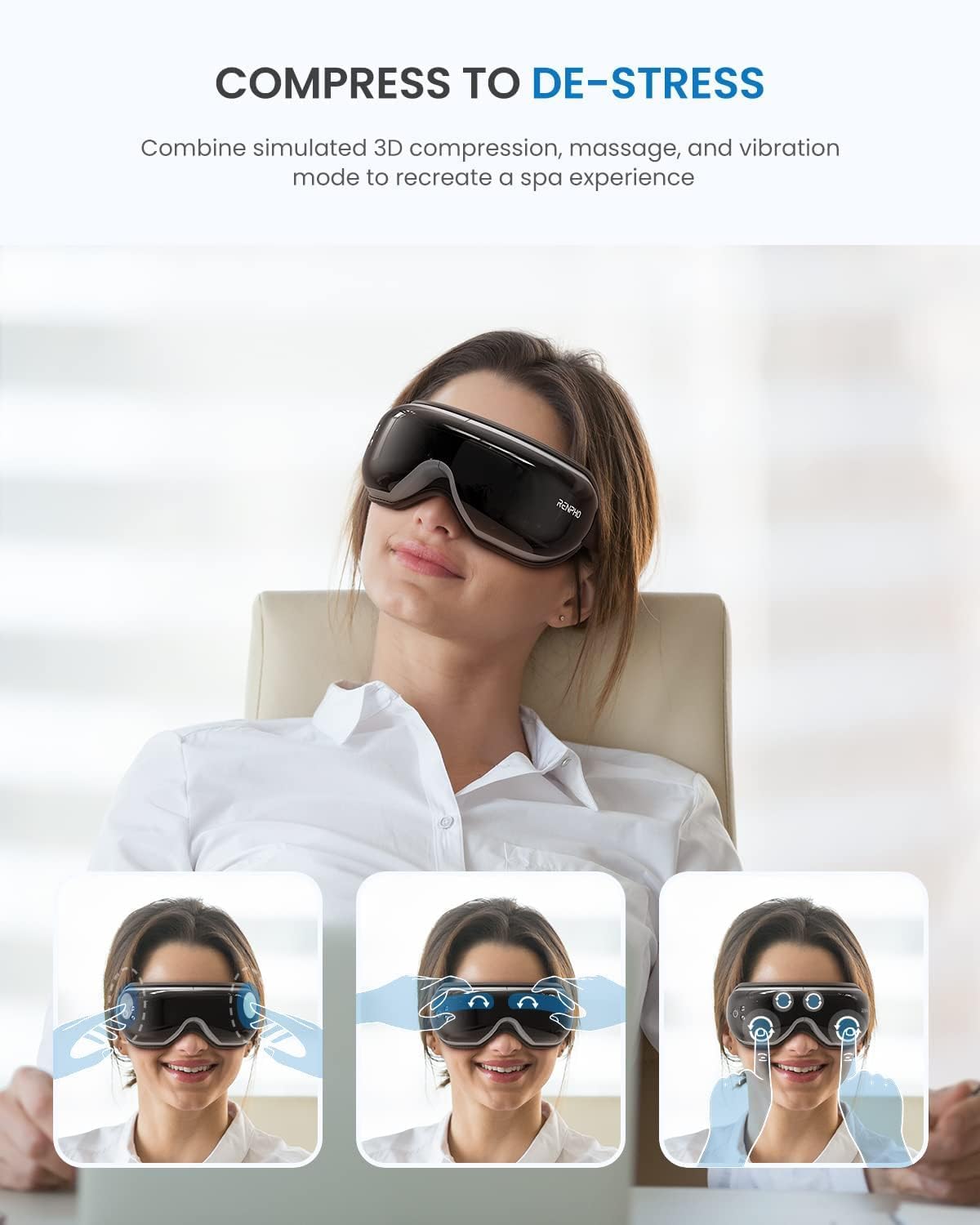 RENPHO Eye Massager with Heat and Cooling Voice Control, Birthday Gifts for Women Men, FSA Eligible HSA, Massaging Eye Mask for Dry Eyes Head Tension and Stress Relief - Eyeris 3