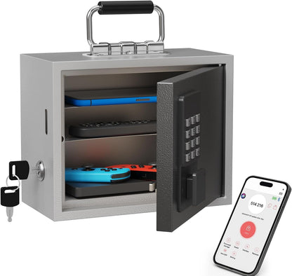 Phone Lock Box for Kids, Cellphone Jail for Screen Time Control, Passcode Lock with Backup Key, Remote Unlock for Parents, Secure Phone Storage for Homework and Sleep Routine
