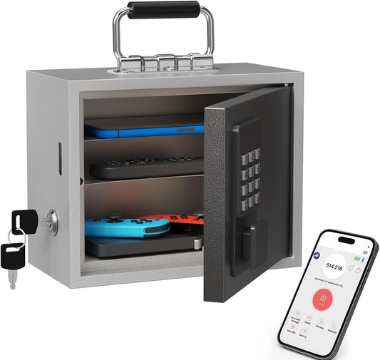 Phone Lock Box for Kids, Cellphone Jail for Screen Time Control, Passcode Lock with Backup Key, Remote Unlock for Parents, Secure Phone Storage for Homework and Sleep Routine