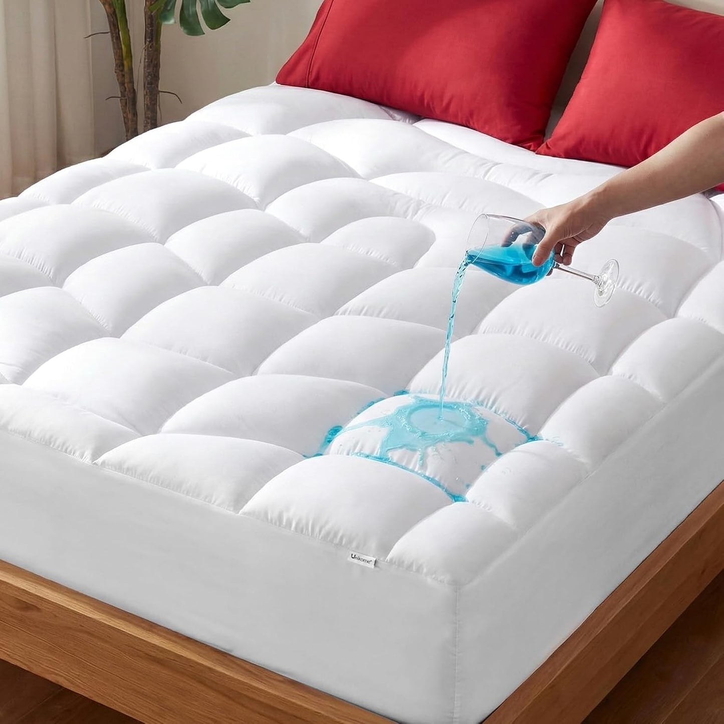 Unikome Ultra Soft Waterproof Mattress Pad King, Cooling Mattress Protector for Hot Sleepers, 5-Layers Noiseless Washable Mattress Cover with 8"-21" Deep Pocket (Light Blue, 78x80)