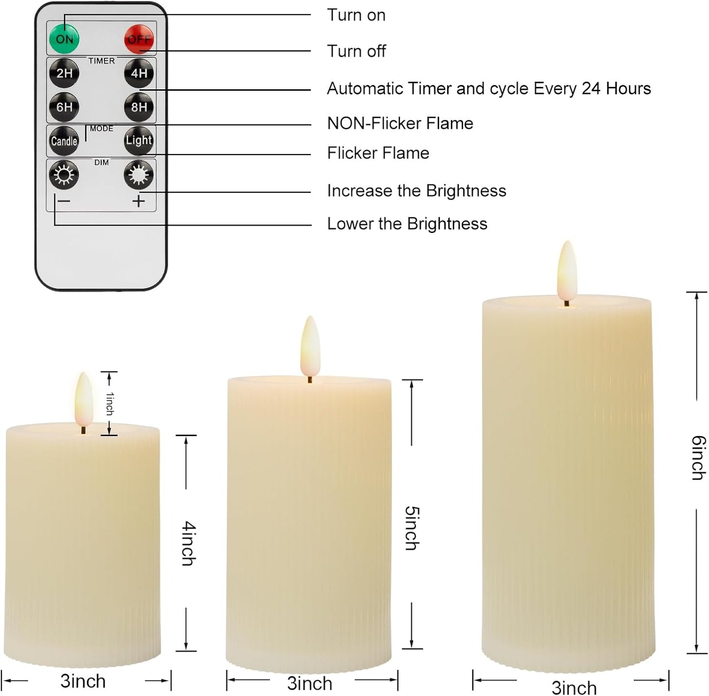 ANGELLOONG Flickering Flameless Candles, Realistic Battery Operated Candles with Remote and Timer, Set of 3 LED Candles for Fall Room Home Wedding Decor Centerpieces Table Party Christmas Decorations