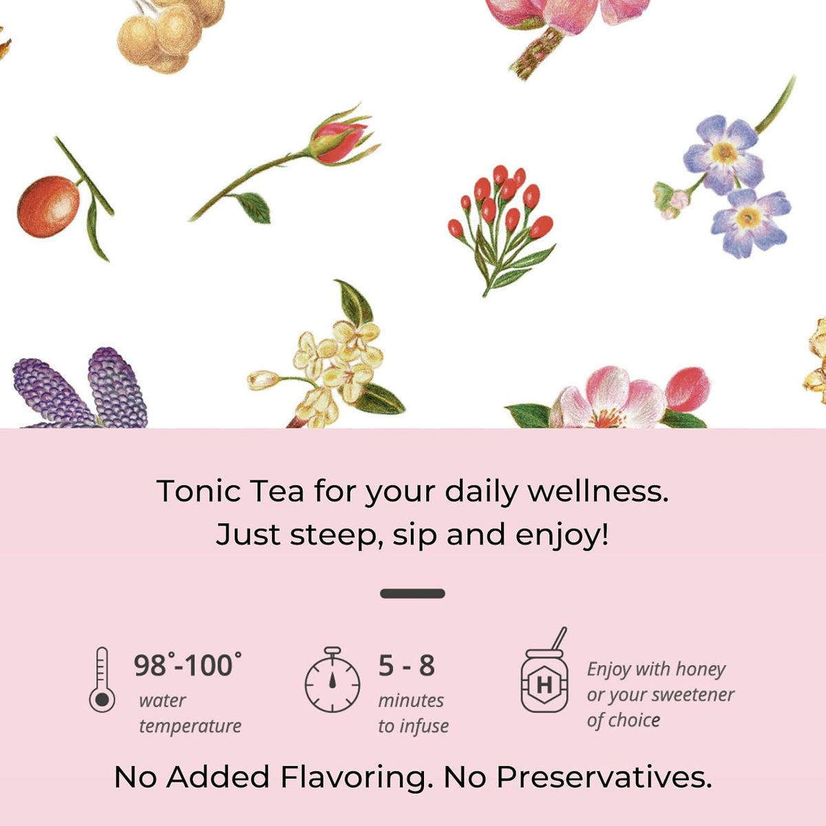 Tily Tea Assorted Herbal Tea Box - 5 Flavors of Caffeine-Free Tea - Morning Shine, Through the Day, Evening Calm, Perfect Pairing, Radiant Glow - 10 Plastic-Free Pyramid Tea Bags