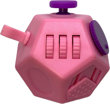 Small Fidget Toys Cube, Small Fidget Toy - 12 Sides Decompression Cube Anti Anxiety and Relief Stress Improve Focus Creative Unique Fidget Toy for Kids and Adults, with Carry Case(Black E1)