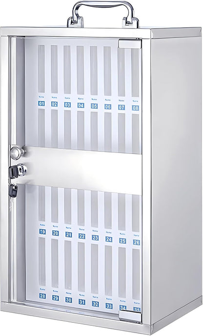 48-Slot Wall-Mounted Phone Storage Box,Lockable Nizer for Mobile Devices,Multi-Slot Charging Station,Silver,Perfect for Home & Office Use,Silver,36Slots
