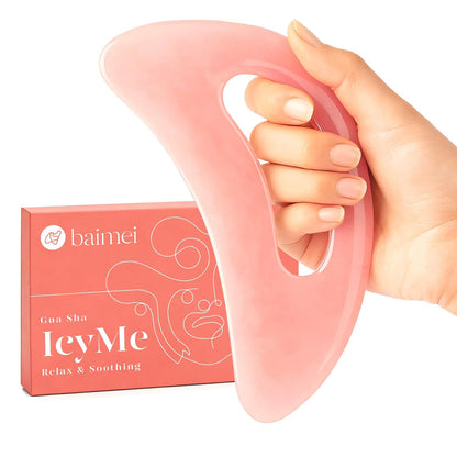 BAIMEI IcyMe Natural Rose Quartz Gua Sha Facial Sculpt Massage Tool-Pink
